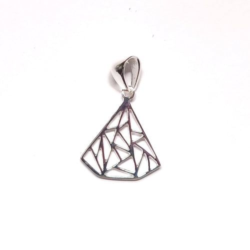 Necklace with Pendant Geometric Web Silver - Contemporary Elegance, Unique Artisan - Model 131-078