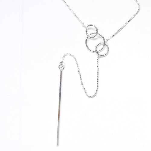 Necklace with Pendant Adjustable Silver Lariat - Sleek Minimalist Design, Versatile Elegance - Model 131-079