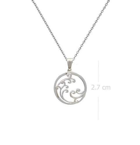 Necklace with Pendant Silver Swirl Wave - Ocean-Inspired Elegance, Fluid Design - Model 131-090