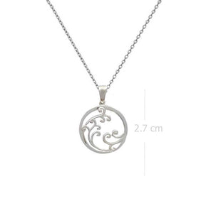 Necklace with Pendant Silver Swirl Wave - Ocean-Inspired Elegance, Fluid Design - Model 131-090