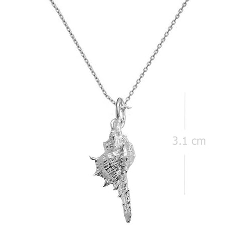 Necklace with Pendant Silver Seashell - Ocean Treasure, Detailed Shell Design - Model 131-091