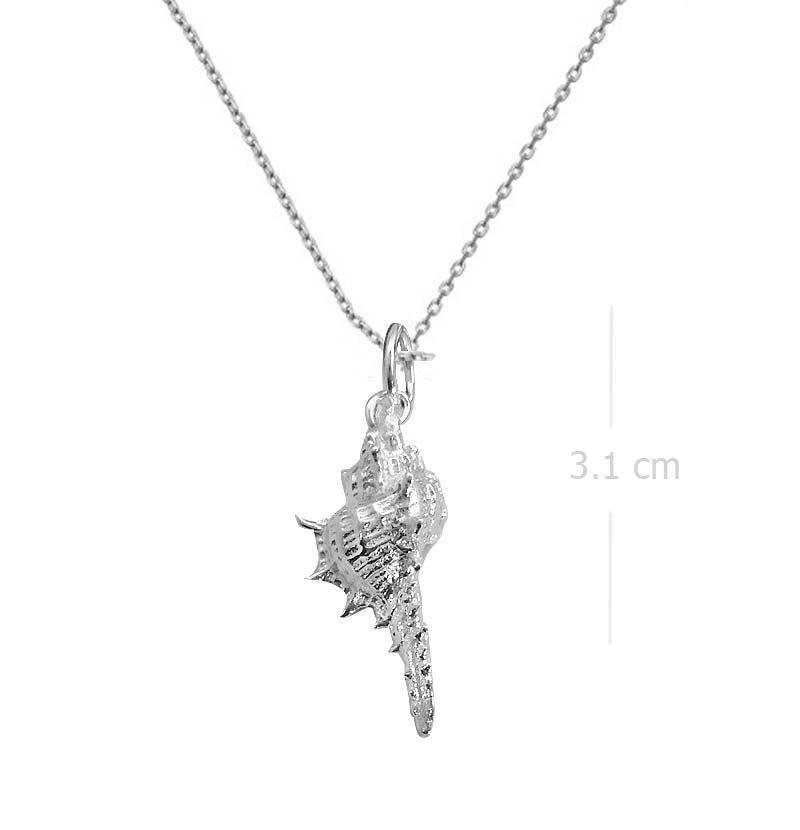 Necklace with Pendant Silver Seashell - Ocean Treasure, Detailed Shell Design - Model 131-091