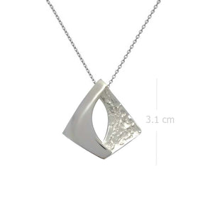 Necklace with Pendant Textured Geometric Silver - Rough Surface, Modern Artisan - Model 131-085