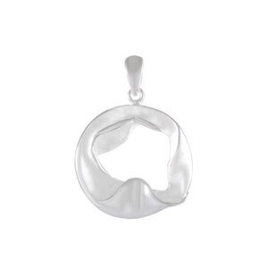 Necklace with Pendant "Whispering Waves" - Circular Sandblasted Sterling Silver - Model 135-006