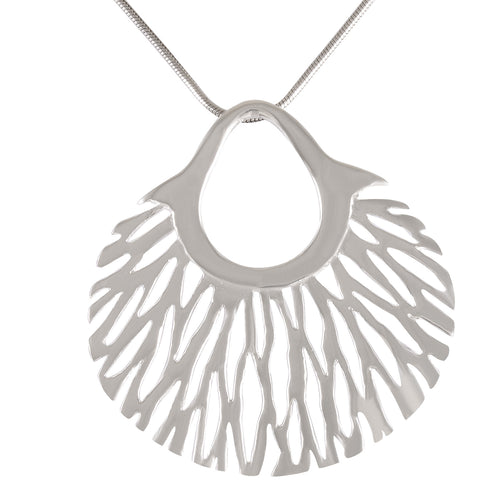 Necklace with Pendant Sculptural Coral Reef-Inspired Sterling Silver - Sandblasted Finish - Model 135-026