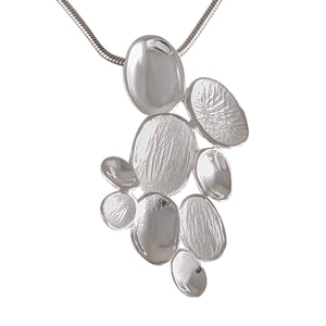 Necklace with Pendant Silverscape Elegance Sterling Silver Cluster - Sand Spray Finish - Model 135-028