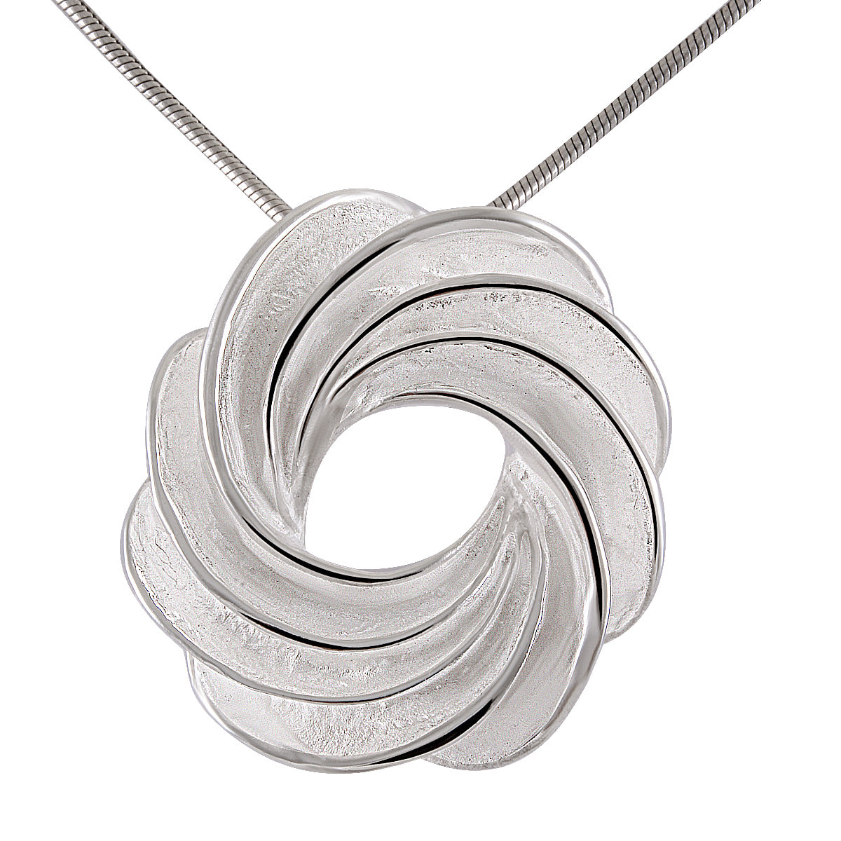 Necklace with Pendant Whirlwind Harmony Sterling Silver Swirl - Sandblasted Texture - Model 135-029