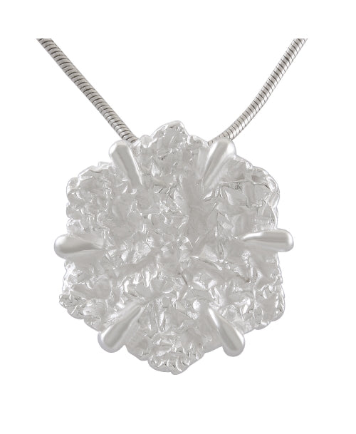 Necklace with Pendant Ice Floret Sterling Silver - Frosted Sandblasted Finish - Model 135-030