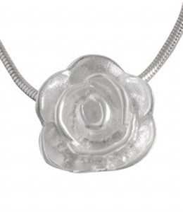 Necklace with Pendant Whispering Rose Sterling Silver - Delicate Sandblasted Petals - Model 135-041