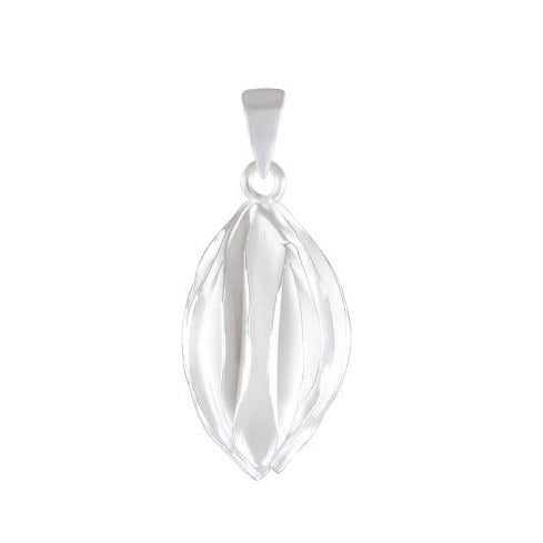 Necklace with Pendant Love Blossom Sterling Silver - Sandblasted Heart & Flower Motif - Model 135-043