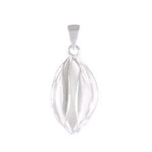 Necklace with Pendant Love Blossom Sterling Silver - Sandblasted Heart & Flower Motif - Model 135-043