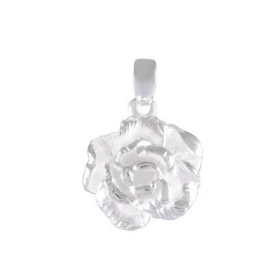 Necklace with Pendant Silvershade Rose Sterling Silver - Sandblasted Petal Texture - Model 135-047