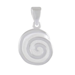 Necklace with Pendant Spiraled Seashell Sterling Silver - Sandblasted Detail - Model 135-048