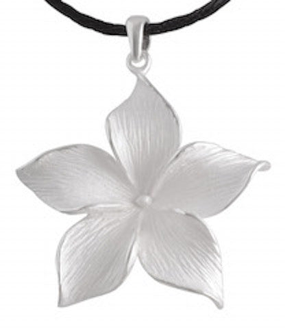 Necklace with Pendant Contemporary Bloom Sterling Silver Sandblasted Flower - Model 135-053
