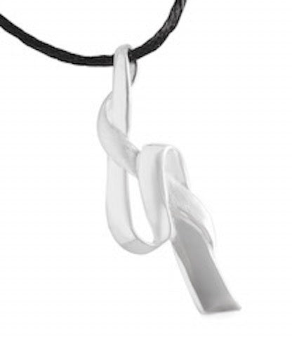 Necklace with Pendant Twist of Elegance Sterling Silver Sandblasted Ribbon - Model 135-054