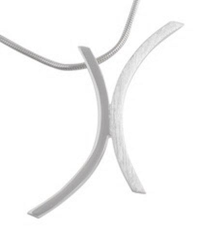 Necklace with Pendant Modern Arc Sterling Silver Sandblasted  - Model 135-057