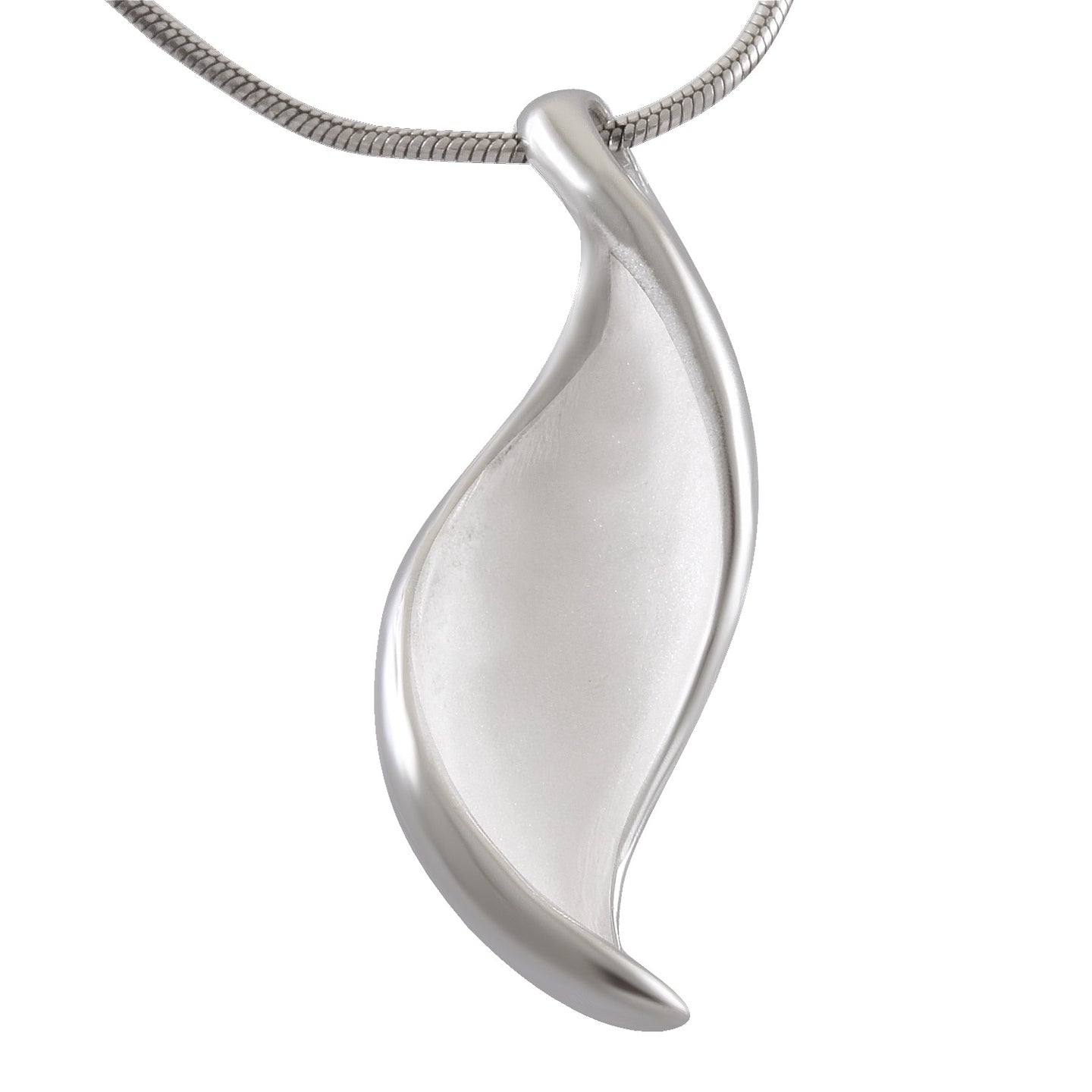 Necklace with Pendant Elegant Curve Sterling Silver Sandblasted  - Model 135-061
