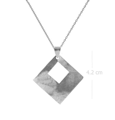 Necklace with Pendant Sleek Elegance Sterling Silver Sandblasted Texture  - Model 135-064