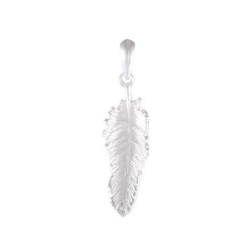 Necklace with Pendant Serene Feather Sterling Silver Sandblasted - Model 135-068
