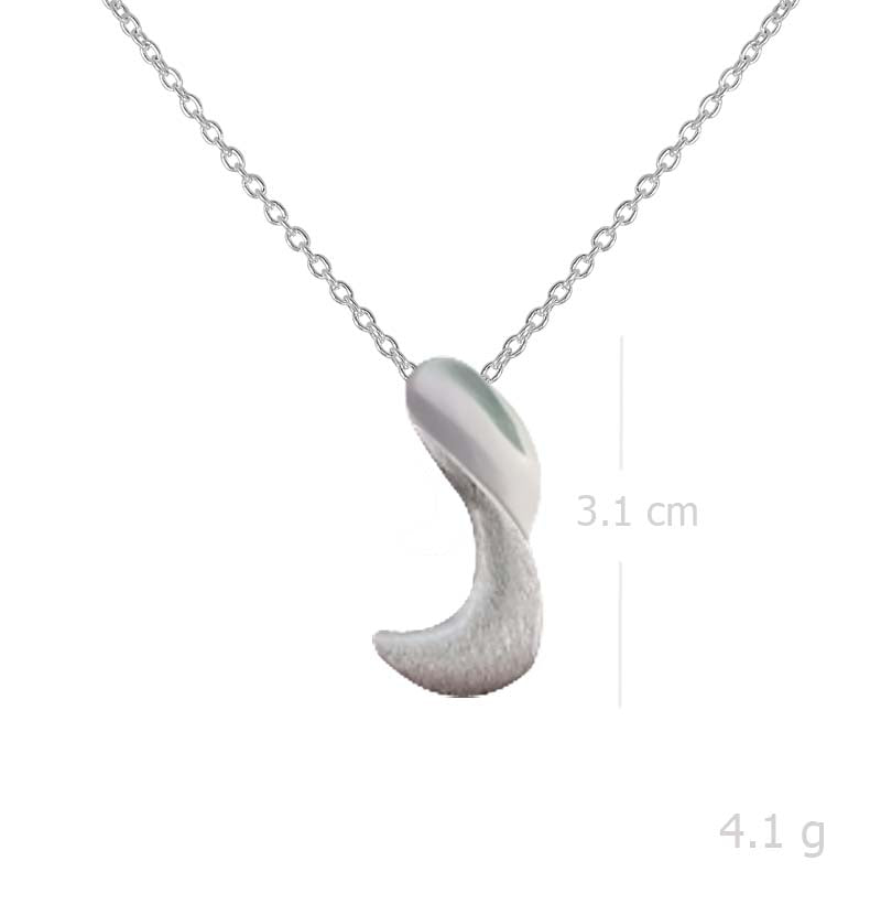 Necklace with Pendant Sleek Sandblasted Curve Silver  - Model 135-076