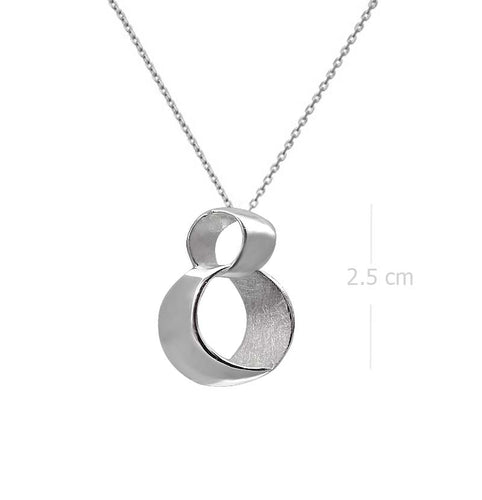 Necklace with Pendant Modern Sterling Silver Brushed Circle  | Contemporary Infinity Elegance - Model 135-078