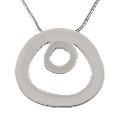 Necklace with Pendant Sleek Sandblasted Sterling Silver Circular  | Modern Elegance Jewelry - Model 135-081