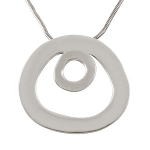 Necklace with Pendant Sleek Sandblasted Sterling Silver Circular  | Modern Elegance Jewelry - Model 135-081