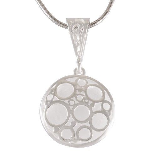 Necklace with Pendant Sterling Silver Sandblasted Circular Bubble | Unique Textured - Model 135-082