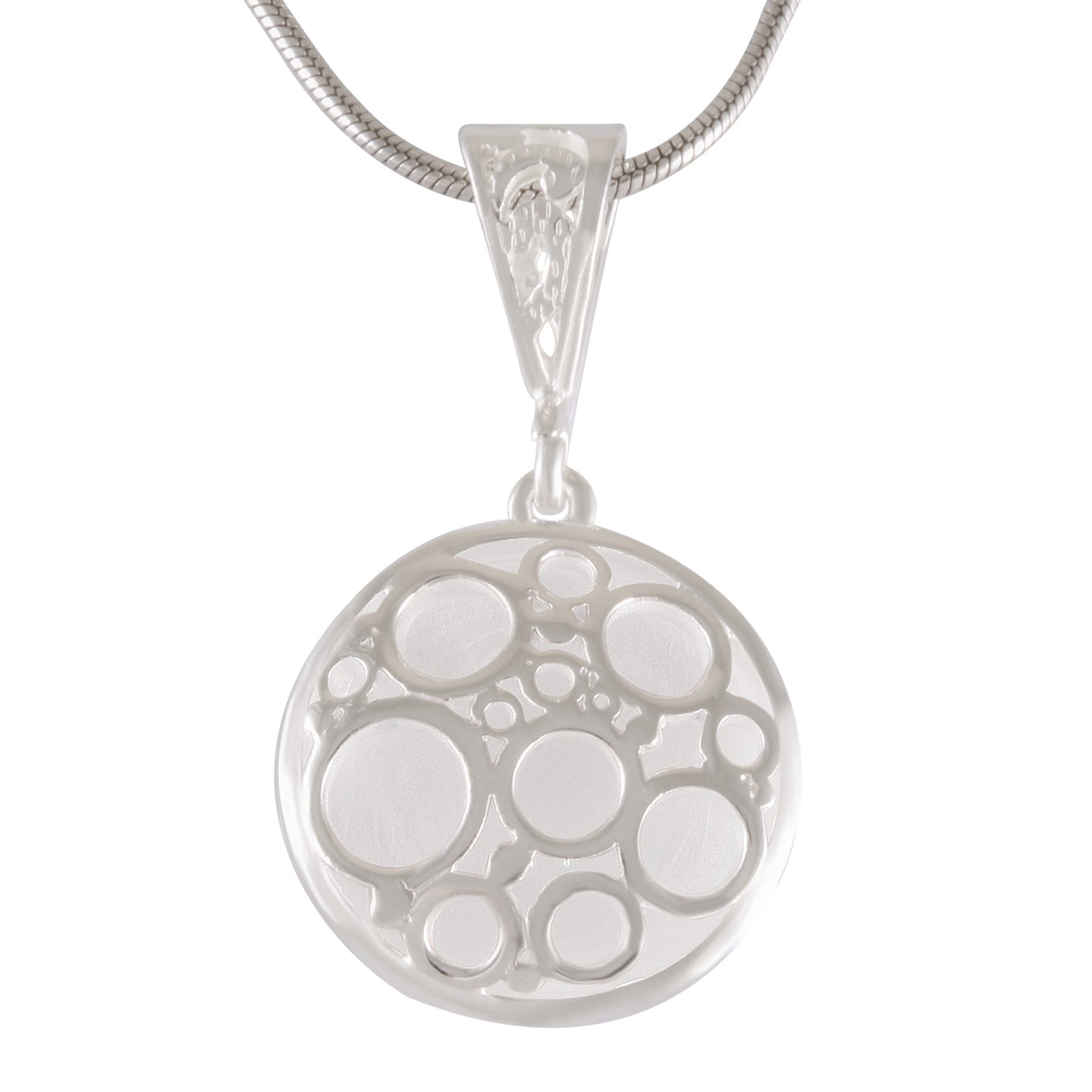 Necklace with Pendant Sterling Silver Sandblasted Circular Bubble | Unique Textured - Model 135-082