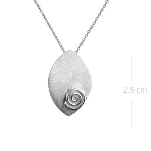 Necklace with Pendant Sterling Silver Teardrop with Rose Detail | Sandblasted Texture - Model 135-084