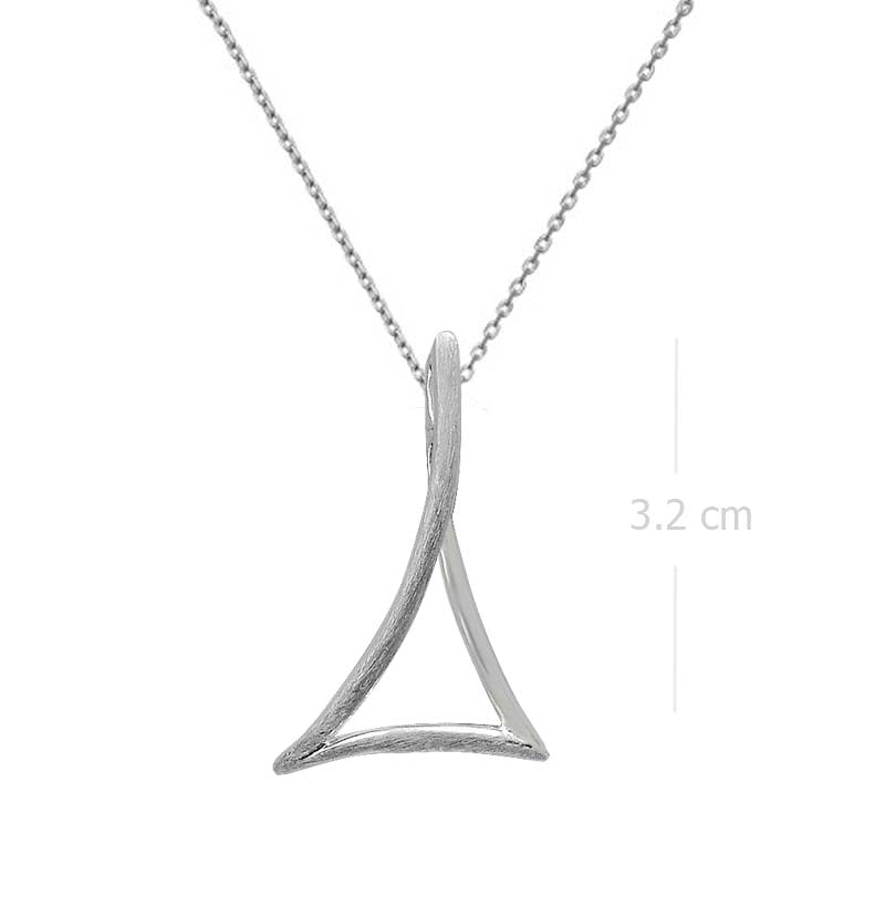 Necklace with Pendant Sleek Sterling Silver Sandblasted Abstract | Modernist Curve - Model 135-086