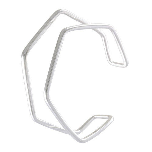 Sterling Silver Geometric Open Bangle | Avant-Garde Angular Bracelet - Model 151-004