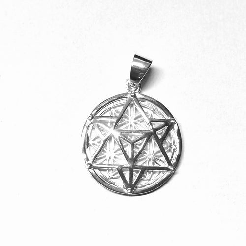 Necklace with Pendant Silver Geometric Star Circle - Mystical Symmetry, Elegant - Model 131-087