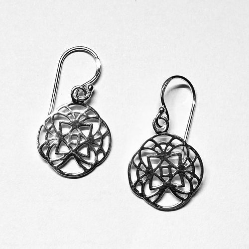 Celtic Knotwork Harmony Earrings - Sterling Silver Intricate Interlace Dangles - Model 1211-075