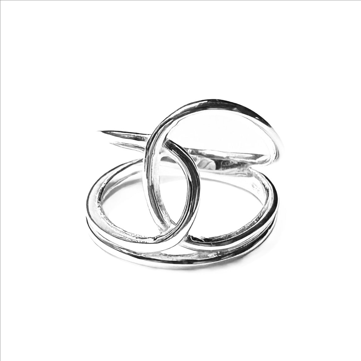 Interlocking Bands Silver Ring 92.5% Sterling Silver - Model 111-144 - Silver Maker Family 