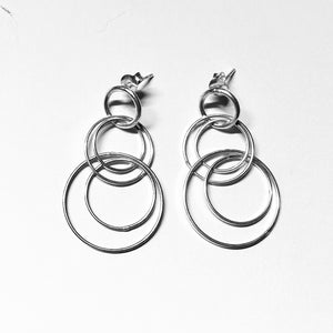 Concentric Circles Sterling Silver Earrings - Geometric Harmony Jewelry - Model 1214-068