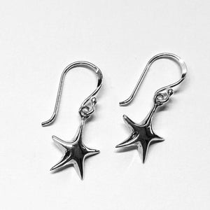 Sterling Silver Star Drop Earrings - Celestial Dangle Jewelry - Model 1211-077